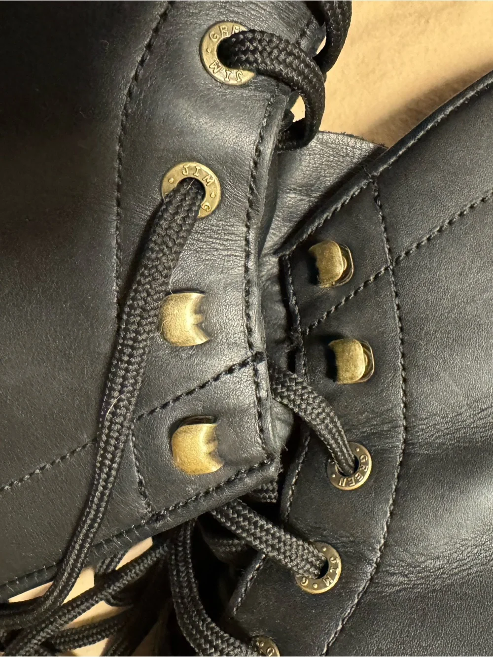 Jim Green- 719 Tyre Wedge -Black Leather Lace-Up Boots